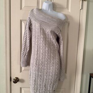 Guess Gray Off Shoulder Long Sleeve Sweater Dress XS New